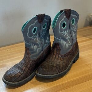 Brown and Blue Western Boots